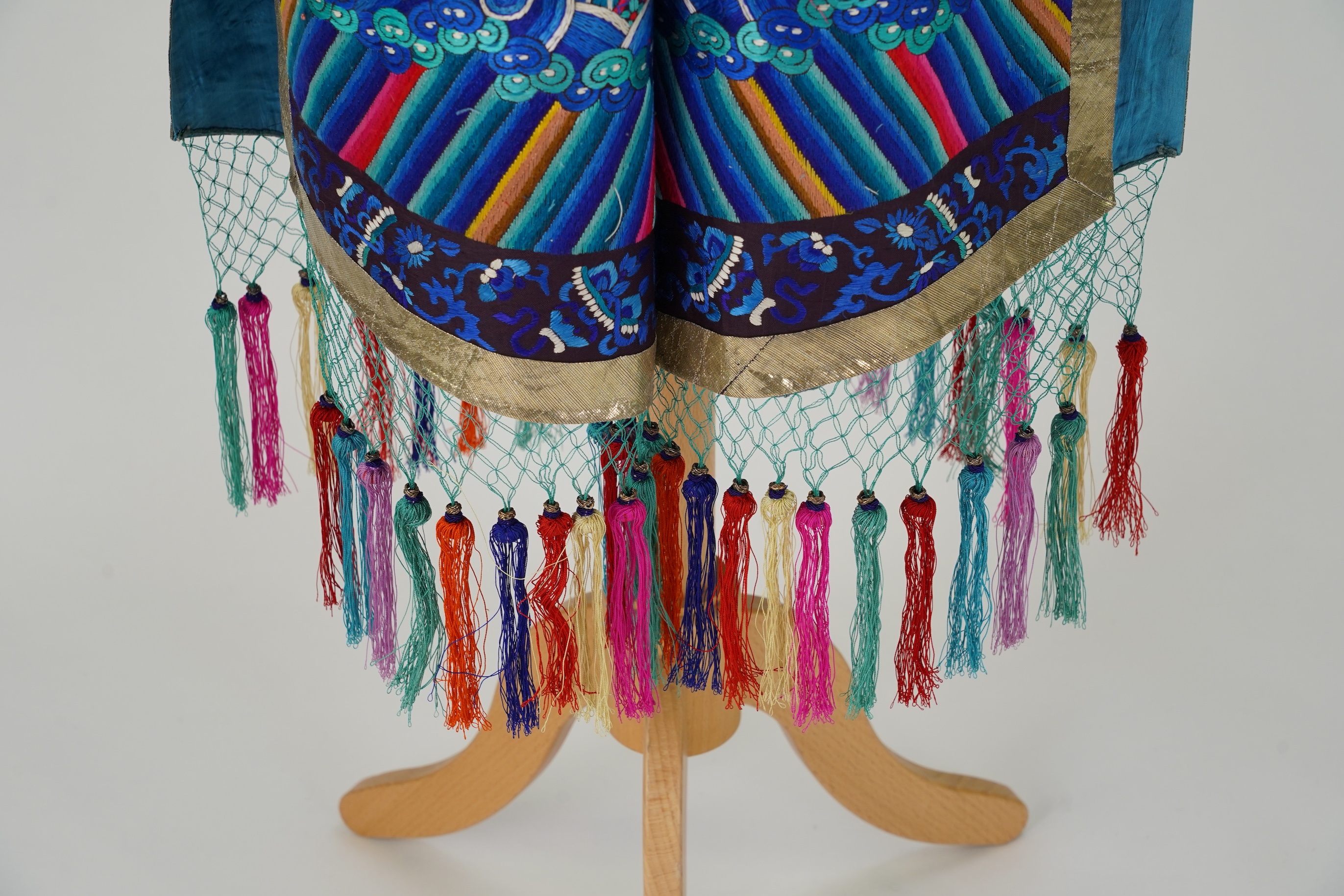 A Chinese embroidered silk vest, xiapei, early 20th century